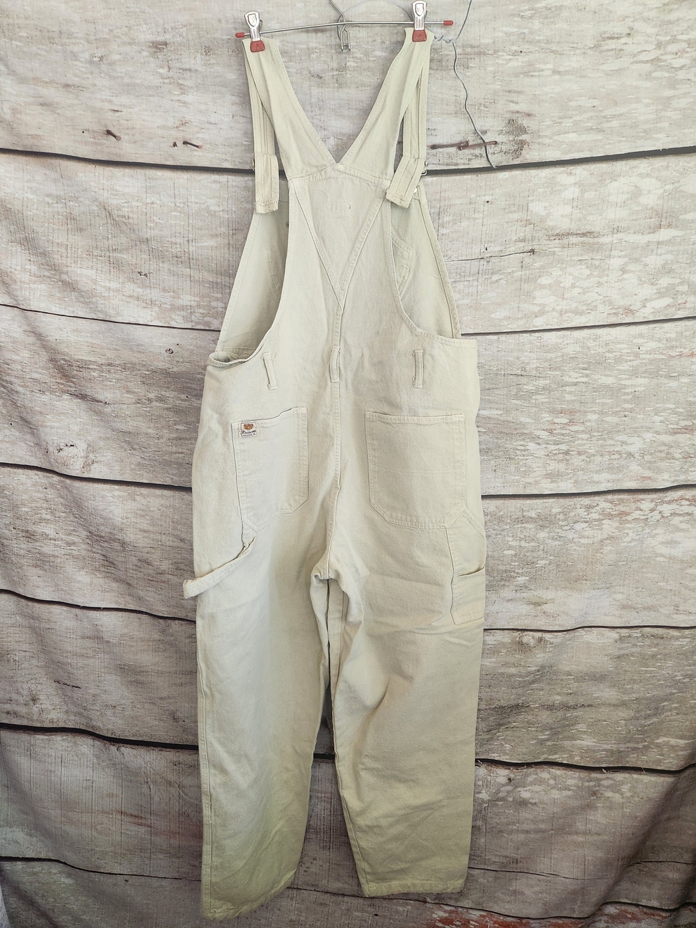 Women’s Cream Overalls Jeans - Classic Bib Dungarees - Picture 3 of 6